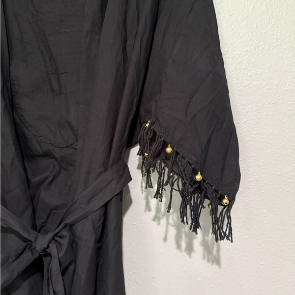 Unique Chic Black Kimono with Fringe - Picture 3 of 7